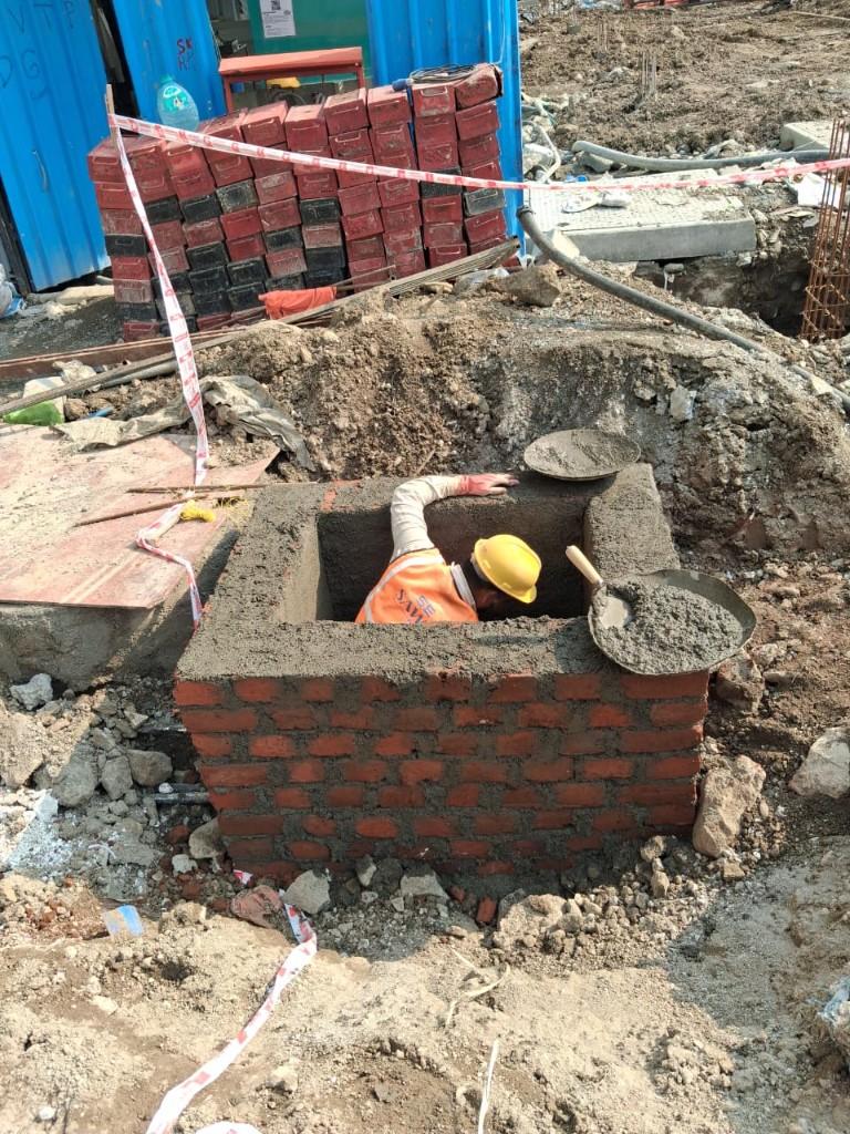 Utility chamber construction in progress